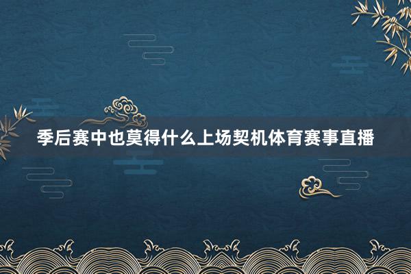 季后赛中也莫得什么上场契机体育赛事直播