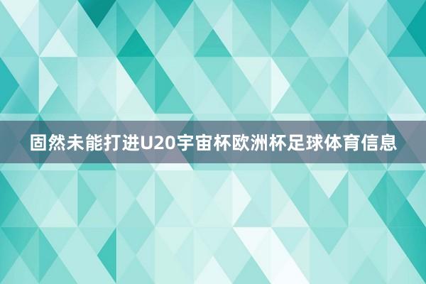 固然未能打进U20宇宙杯欧洲杯足球体育信息